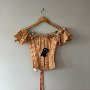 Corset Story Peach Eyelet Ditsy Cotton Corset Top Size UK 6 / US 2 NWT